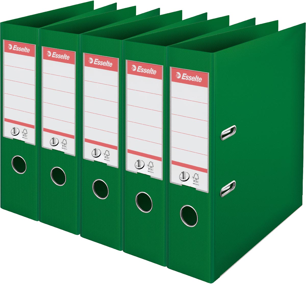 Esselte ordner Power N°1, rug van 7,5 cm, groen, pak van 5 stuks