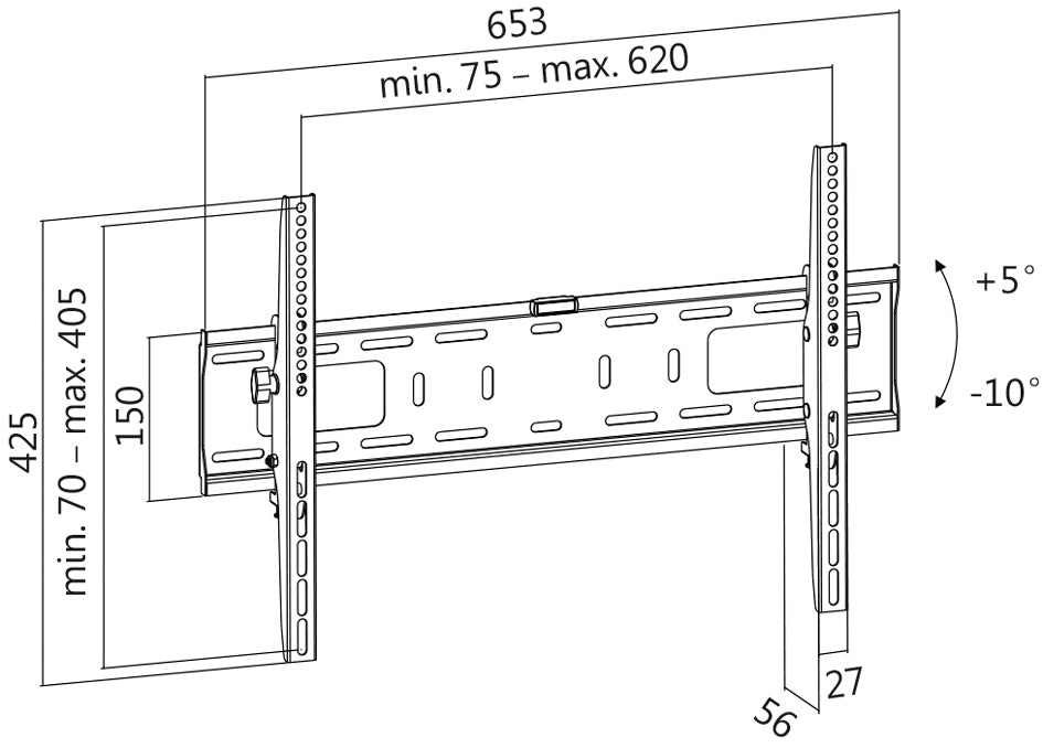 LogiLink TV muurbeugel, kantelbaar, voor 96,98 - 177,8 cm