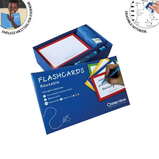 Correctbook Flashcards (systeemkaarten), ft A5, uitwisbaar / herbruikbaar, gelijnd, pak van 144 stuks