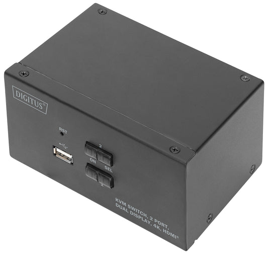 DIGITUS KVM-switch, 2-poorts, dubbel scherm, 4K, HDMI