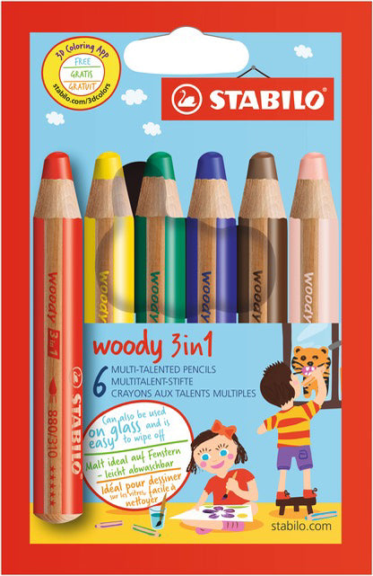 STABILO multigetalenteerd houtachtig 3 in 1 potlood, kartonnen etui met 10 stuks