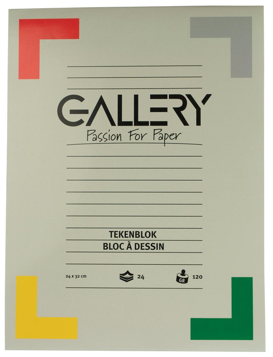 Gallery tekenblok, houtvrij papier, 120 g/m², ft 24 x 32 cm, blok van 24 vel