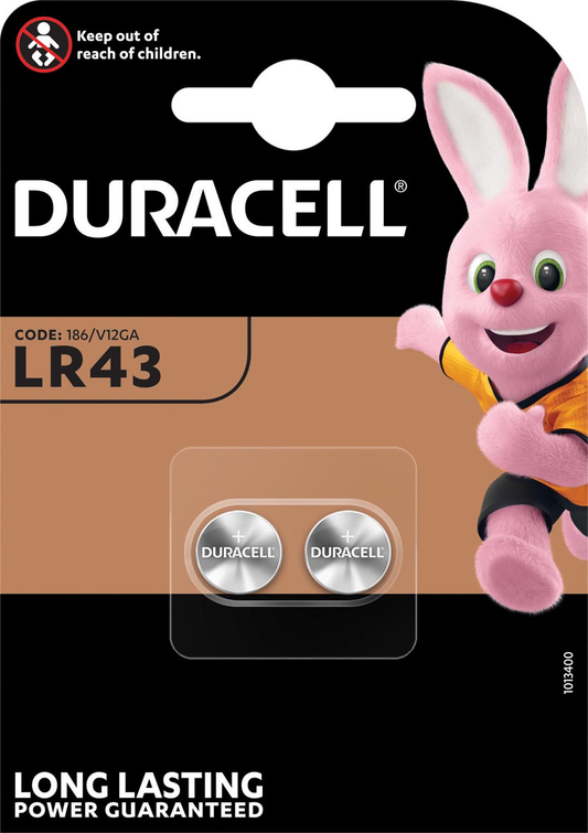 Duracell knoopcel Electronics LR43, blister van 2 stuks