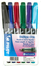 PILOT V Sign Pen vezeltip pennen, set van 6