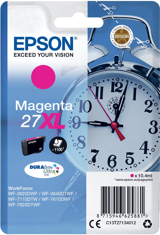 Epson inktcartridge 27XL, 1.100 pagina's, OEM C13T27134012, magenta