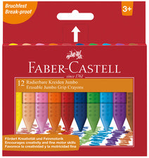FABER-CASTELL JUMBO uitwisbare kleurpotloden, 12-delig kartonnen etui