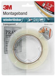 3M Scotch verwijderbare montagetape, 19 mmx5 m, transparant