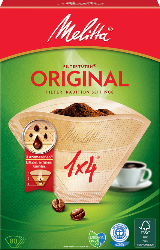 Melitta Aroma filterzakjes 1x4, naturel bruin