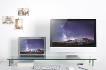 LogiLink monitorstandaard, extra breed, staal/glas, zilver