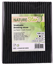 NATURE Star papieren drinkrietje, 197 mm, zwart