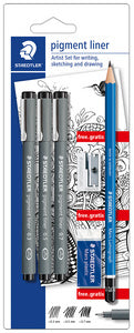 STAEDTLER Pigmentliner Artist Set, zwart, blisterkaart