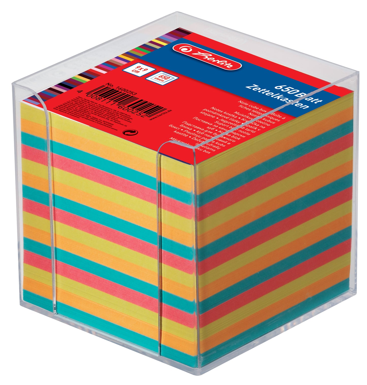 herlitz notitiebox, kunststof, 90 x 90 mm, glashelder