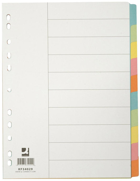 Q-CONNECT neutrale tabbladen, karton, ft A4, 10 tabs