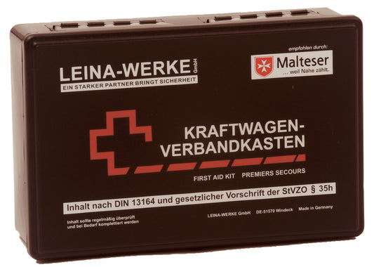 LEINA auto eerste hulp kit standaard, inhoud DIN 13164, zwart