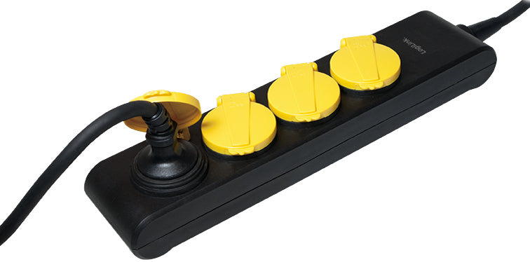 LogiLink buitencontactdoosstrip, 4-voudig, zwart, IP44