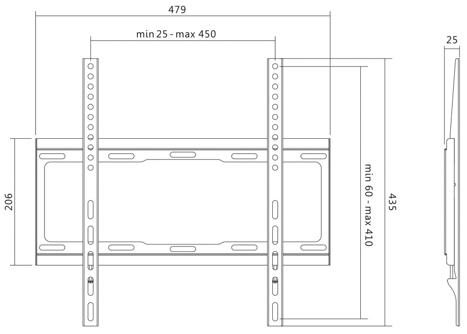 LogiLink TV muurbeugel, plat, voor 81,28 - 139,7 cm