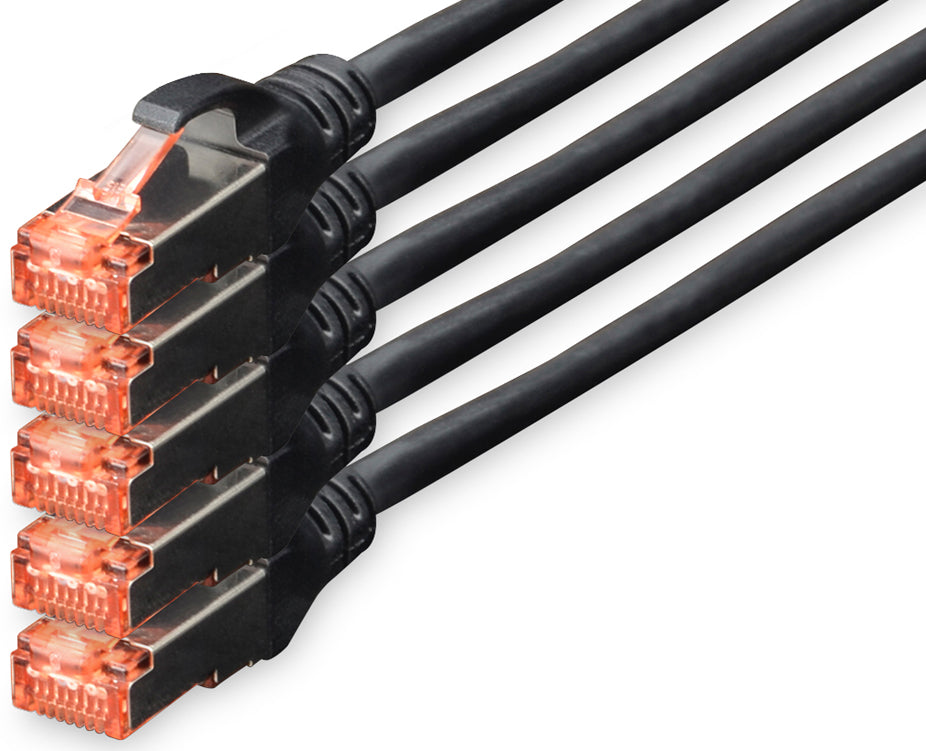 DIGITUS Patchkabel Kat. 6, S/FTP, 10,0 m, schwarz, 5er