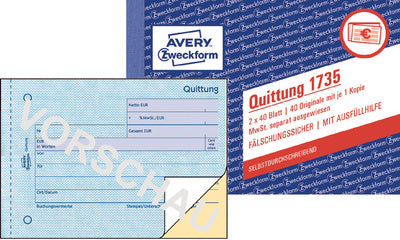 AVERY Zweckformulierenboek Ontvangstbewijs, A6 liggend, 50 vel