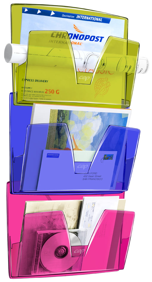 CEP wandbrochurehouder ICE set van 3, DIN A4, 1 vak, ijsblauw