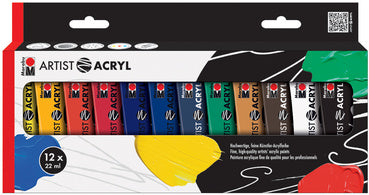 Marabu Acrylverf Set Artist Acryl, 12 x 22 ml