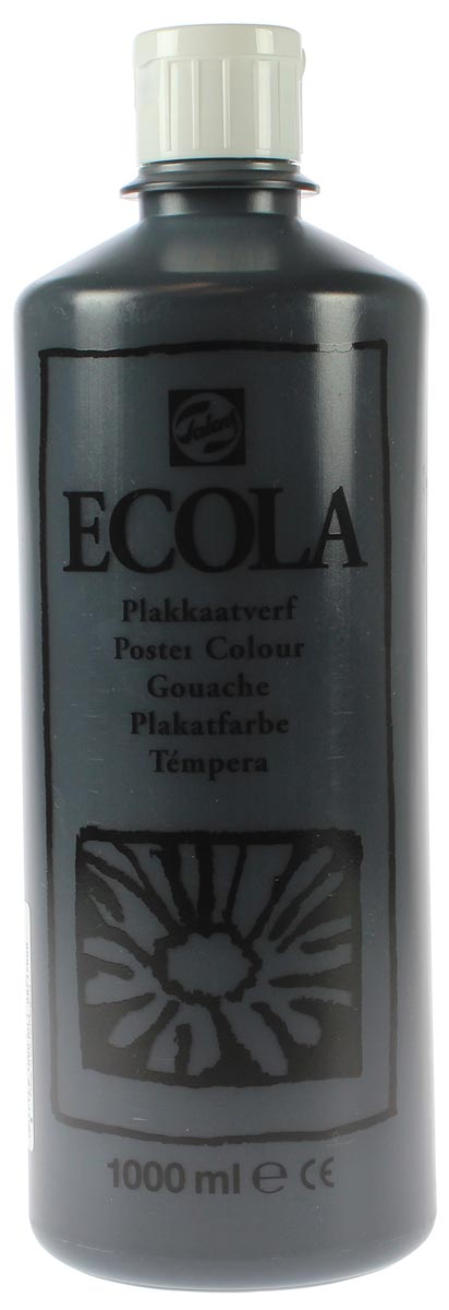 Talens Ecola plakkaatverf flacon van 1000 ml, zwart