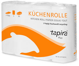 Tapira keukenrol Plus, 2-laags, helder wit, grootverpakking
