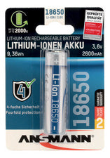 ANSMANN Li-Ion oplaadbare batterij 18650, 3,6 V, 2600 mAh