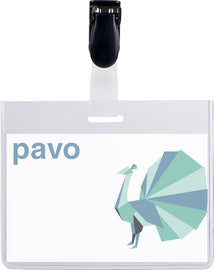 pavo naamplaatje, bovenaan gesloten, met clip, 60 x 90 mm