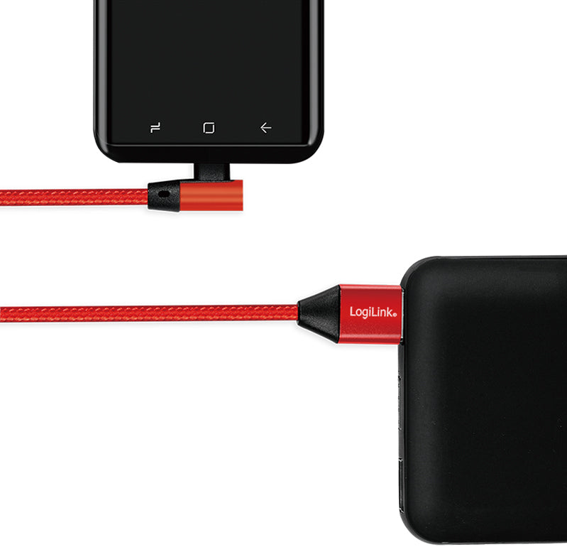 LogiLink USB 2.0-kabel, USB-A - USB-C-stekker, 1,0 m, rood