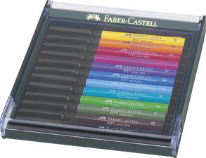 FABER-CASTELL PITT tekenstift, etui met 12 pennen Basic