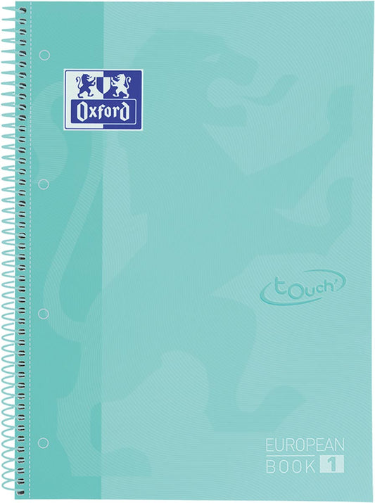 Oxford School Touch Europeanbook spiraalblok, ft A4+, 160 bladzijden, gelijnd, pastel groen