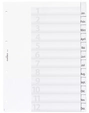 DURABLE plastic registers, A4, 12-delig, transparant