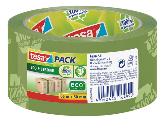 Tesapack eco & strong ecoLogo, ft 50 mm x 66 mm, PVC, groen