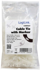 LogiLink kabelbinder met etiketveld, nylon, wit