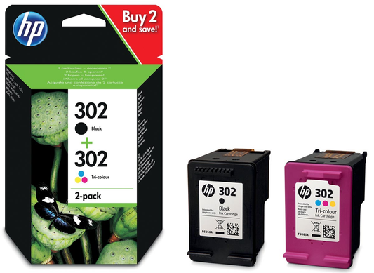 HP inktcartridge 302, 165 - 190  pagina's, OEM X4D37AE, 1 x zwart en 1 x 3 kleuren