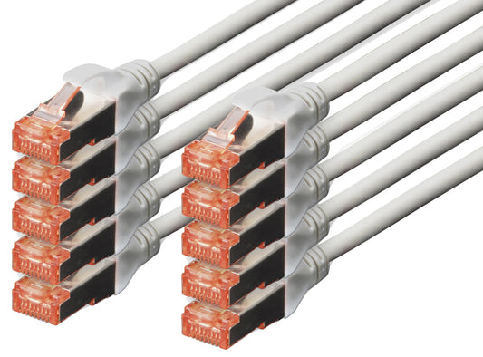 DIGITUS Patchkabel Cat 6, S/FTP, 0,25 m, rot, Set