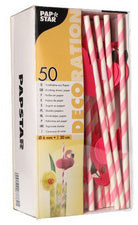 PAPSTAR papieren drinkrietje Flamingo, 200 mm, roze/wit