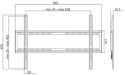 LogiLink TV muurbeugel, plat, voor 96,98 - 177,8 cm