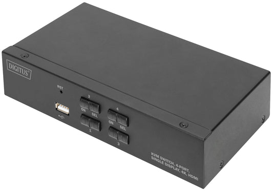 DIGITUS KVM-switch, 4-poorts, enkel scherm, 4K, HDMI