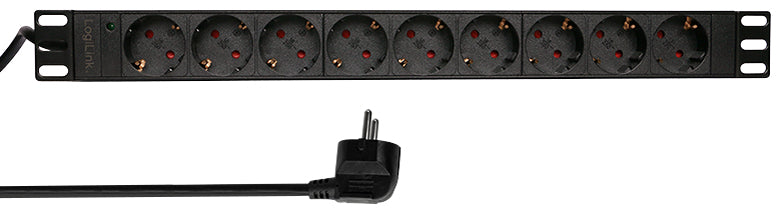 LogiLink 19 contactdoosstrook, 9-voudig, met schakelaar, zwart