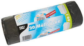 PAPSTAR afvalzakken LDPE, met trekkoord, 60 liter, grijs