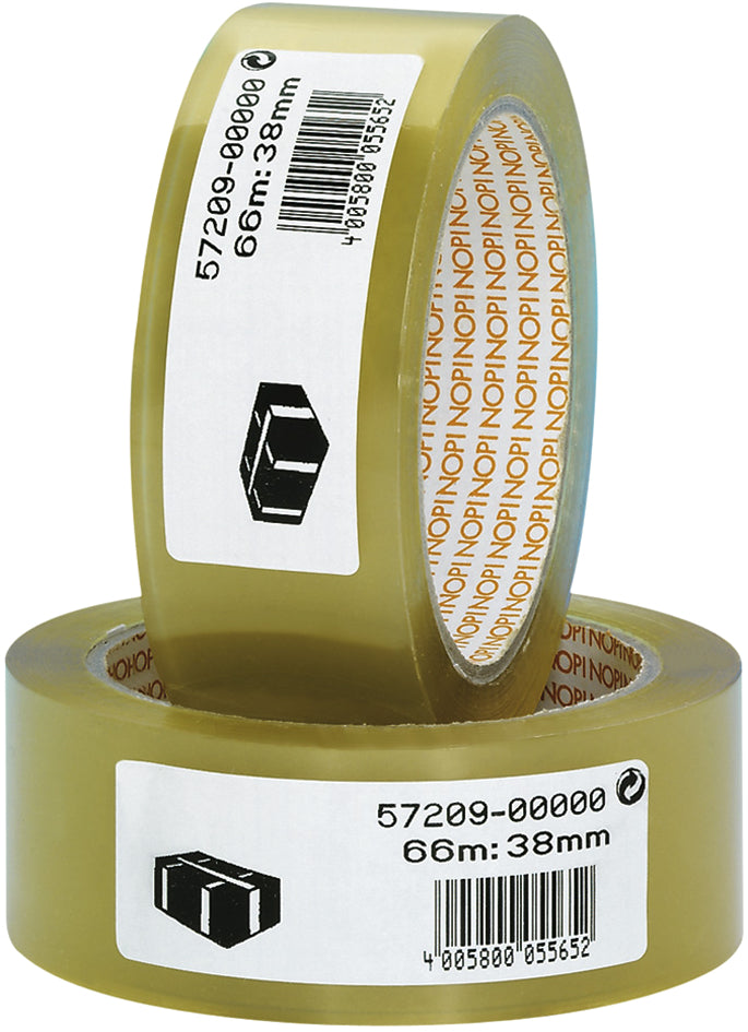 NOPI PVC verpakkingstape, 50 mm x 66 m, transparant