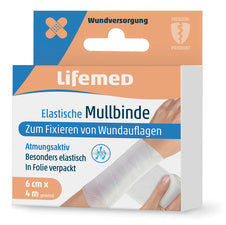 Lifemed gaasverband elastisch, wit, 60 mm x 4,0 m
