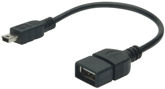 DIGITUS USB 2.0-adapterkabel, Mini USB-B - USB-A, 0,2m