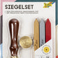folia seal set, incl. houten handvat, seal motieven, seal wax