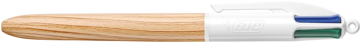 Bic 4 Colours Wood Style balpen, medium, op blister