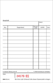 RNK uitgeverij kasboek, 96 x 167 mm, 2 x 50 vel