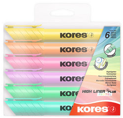 Kores HIGH LINER PLUS markeerstift, pastelkleuren, doosje van 6