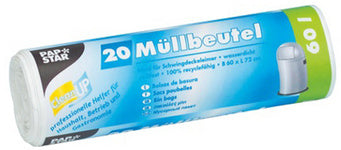 PAPSTAR afvalzakken HDPE, 60 liter, wit