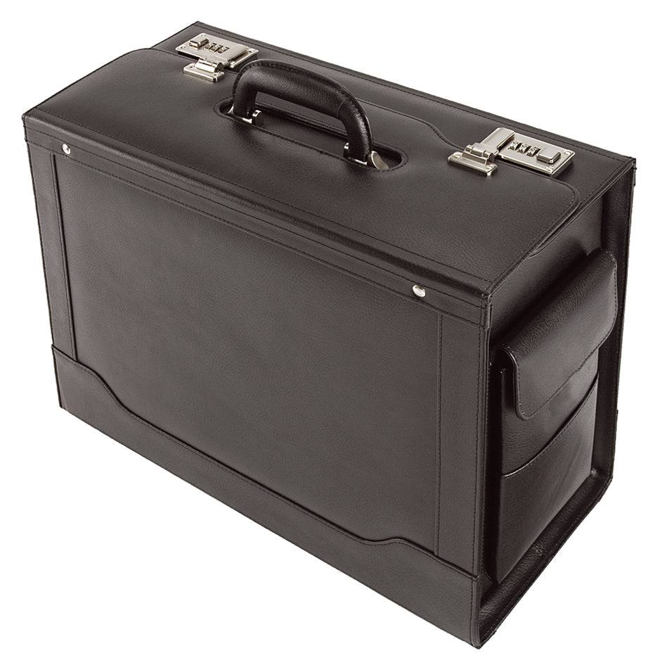 Alassio ANCONA pilotenkoffer, leder, zwart